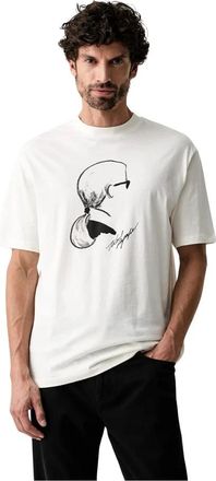 Karl Lagerfeld Grafisch T-shirt - Heren - T-shirts - Beige - XL - Katoen - Tops