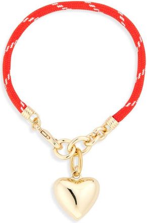 Roxanne Assoulin Happy Cord Heart Charm Bracelet in Gold/Red at Nordstrom