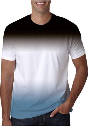 Generic Casual Tshirts for Mens Shortsleeves Gradient Round Collar Sweatshirts Plain Lightweight Workwear Loose Fit Comfort Blouses Breathable Oversized Summe