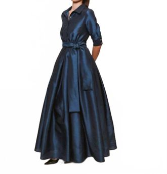 Hutch Jordana Shirt Dress Gown In Navy