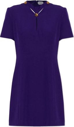 Versace Jurk van wol met applicaties - Dames - Korte kleedjes - Paars - S - Wol - Kleedjes