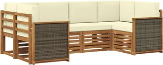 vidaXL Conjunto De Sof&aacute;s De Exterior 6 Uds. Natural Y Crema Vidaxl