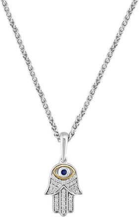 Effy Sapphire & Diamond Hamsa Hand Pendant Necklace - 0.14ct. in Silver at Nordstrom Rack