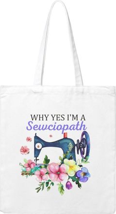 Generic Why Yes IM A Sewciopath Canvas Tote Bag For Sewers & Knitters, Sewing Theme Reusable Grocery Bag, Funny Crafting Gift For Women, Large Capacity Canvas