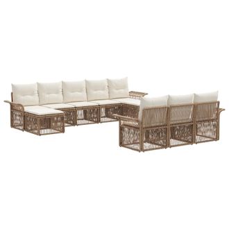 vidaXL Conjunto De Sof&aacute;s De Jard&iacute;n 10 Pcs Beige Rat&aacute;n Sint&eacute;tico Vidaxl