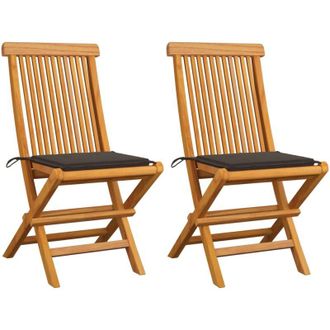 vidaXL Sillas De Jard&iacute;n 2 Uds Con Cojines Gris Taupe Madera De Teca Vidaxl