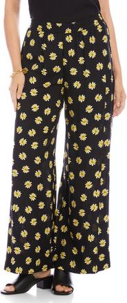 Karen Kane Floral Wide Leg Pants in Black Print at Nordstrom, Size X-Small P