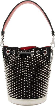 Christian Louboutin Black Calfskin Spiked Marie Jane Bucket Bag (Authentic Pre-Loved)
