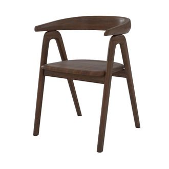 Rendez-Vous D&eacute;co Silla de madera de hevea oscura con reposabrazos