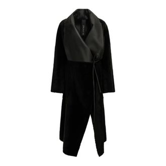 BLANCHA Cappotto in montone con inserti in pelle - - Coats - Donna - Nero - S
