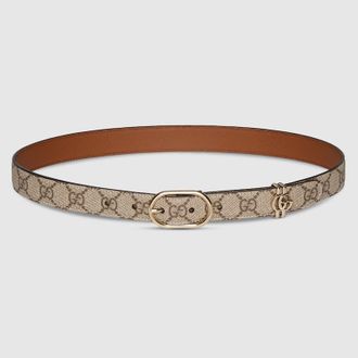 Gucci GG Belt With Oval Buckle, Beige, Original GG Fabric