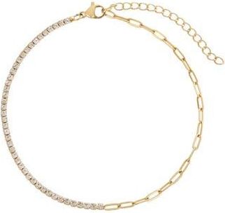 Adornia 18K Gold Plated Crystal Paper Clip Chain Anklet at Nordstrom Rack