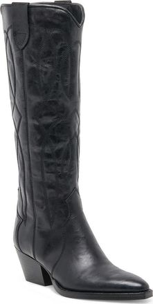 Dolce Vita Klancy Knee High Western Boot in Black Leather at Nordstrom, Size 9.5