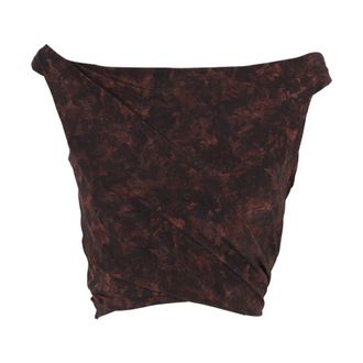 Cortana Tops, Dames, Rood, XS, Mathilda, crop top in zijde stretch matte print