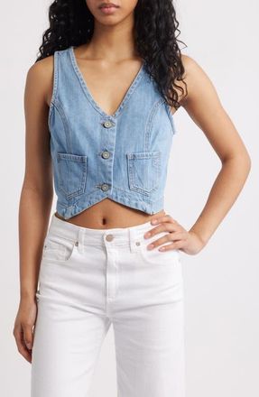 Hidden Jeans Supersoft Crop Denim Vest in Light Wash at Nordstrom, Size X-Small