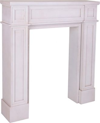 Wanderlust Deco Marco De Chimenea De Madera Tallada Blanca 100x20x110