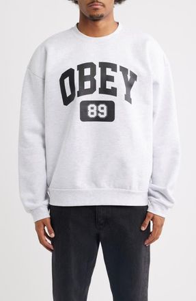 Obey Academy Graphic Sweatshirt in Ash Grey at Nordstrom, Size Xx-Large