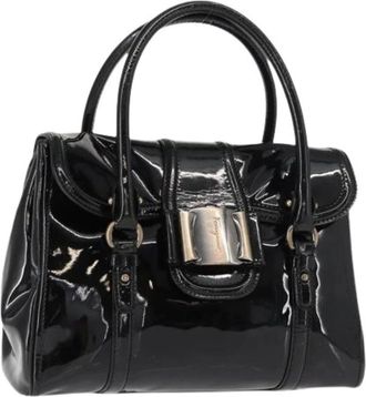 Ferragamo Pre-owned Handbags, female, Black, Size: ONE SIZE Pre-owned Coated Canvas Handbag