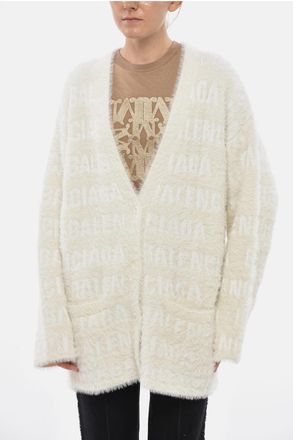 Balenciaga Cardigan Oversize Fit Logato con Scollo a V Balenciaga