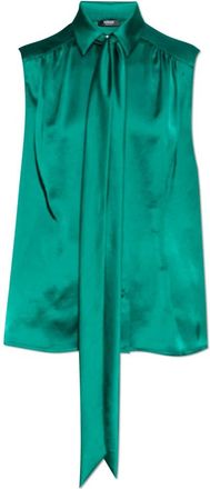 Versace Satijnen Lavalli&egrave;re Blouse - Dames - Overhemden - Groen - XS - Satijn - Overhemden