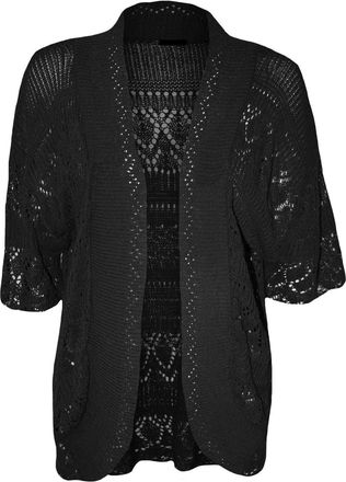 ZEE FASHION Women Ladies Knitted Bolero Crochet Shrug Open Cardigan Plus Size UK 8-30 Black