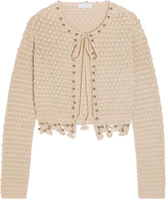 Paco Rabanne Bead-embellished Crochet Cotton Cardigan - Ecru - XS (UK6 / XS)