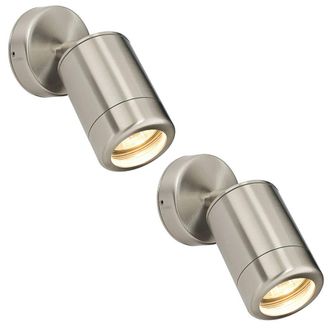 Loops 2 PACK Adjustable IP65 Spotlight - 7W LED GU10 - Marine Grade Stainless Steel in Metallics