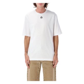 Marine Serre T-Shirts, male, White, Size: XL White Cotton T-Shirt Moon Logo