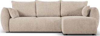 BLOOMINGLOFT 4-Sitzer Design Ecksofa Matera mit Bettfunktion, Chenille Beige