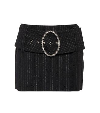 Alessandra Rich Minigonna gessata in misto lana