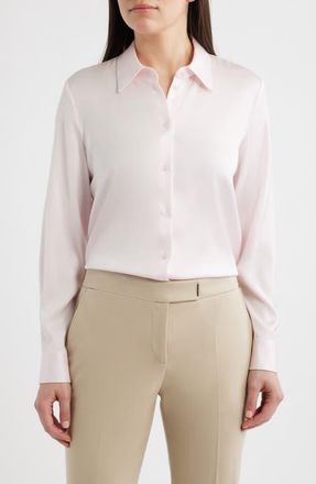 BOSS Bonya Stretch Silk Button-Up Shirt in Ocean Rose at Nordstrom, Size 12