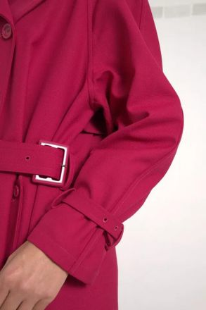 Dolce & Gabbana Womens Dark Pink Double Breasted Trench Coat Jacket Polyester Virgin Wool Clothing
