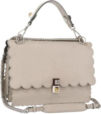 Fendi Pre-owned Shoulder Bags, female, Gray, Size: ONE SIZE Pre-owned Leather Shoulder Bag