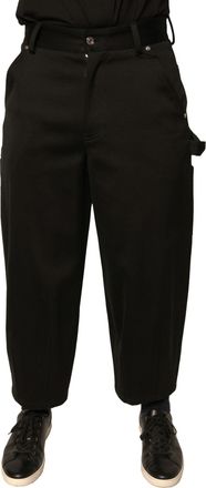 Dolce & Gabbana Mens Black Cotton Mid Waist Cropped Pants