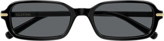 Valentino Rechthoekige Acetaat Bril - Dames - Zonnebrillen - Zwart - 52 MM - Nylon - Accessoires