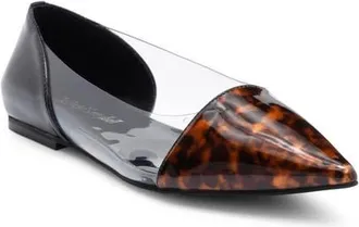 Jeffrey Campbell Stealthy Pointed Toe Flat in Tortoise Black Patent at Nordstrom, Size 7.5