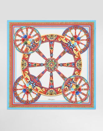 Dolce & Gabbana 90x90 Carretto-print Silk Twill Scarf - Woman Scarves And Silks Multicolor Onesize