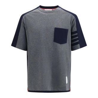 Thom Browne Camiseta Colorblock con Detalle 4 Bar - Tops - Hombre - Gris - S