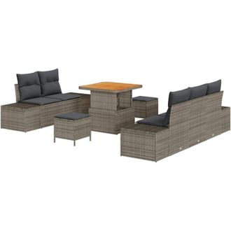 vidaXL Conjunto De Sof&aacute; De Jard&iacute;n Con Coj&iacute;n 8 Pcs Gris Polirat&aacute;n Vidaxl