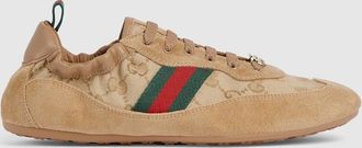 Gucci Womens Gucci Shift Sneaker, Beige, Leather