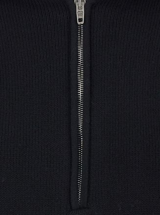 Balenciaga Womens Black Turtleneck Sweater With Zip Closure Cotton Blend Stretch Tops Top