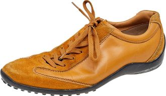 Tod's Tods Brown Leather And Suede Lace Up Sneakers