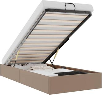 vidaXL Estructura Cama Otomana Sin Colch&oacute;n Cuero Sint&eacute;tico Cappucino Vidaxl