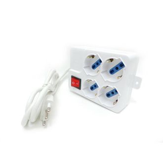 Trade Shop Trade Shop - Posici&oacute;n De Potencia Para 4 Postes Schuko Con Protecci&oacute;n + Interruptor