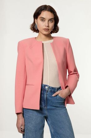 Karen Millen Womens Compact Stretch Tailored Seam Detail Blazer - Pink - Size 12 UK