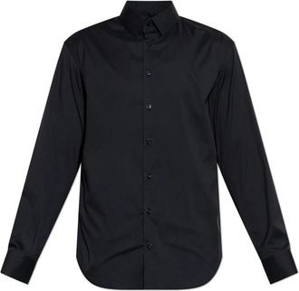 Giorgio Armani Slim Fit Katoenen Overhemd - Heren - Zakelijke Overhemden - Blauw - 4XL - Katoen - Overhemden