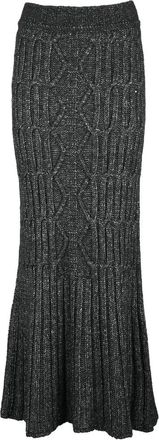 Alberta Ferretti Long Wool Skirt - Black