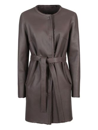 DESA 1972 sheepskin belted coat - Brown