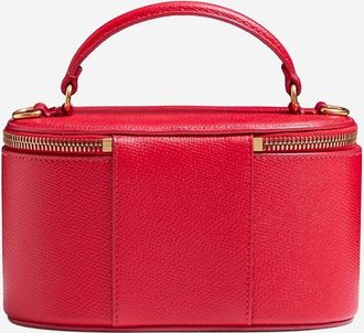 Valentino Garavani Womens Mini Vanity Bag Vlogo Granato Calf Leather Red Shoulder