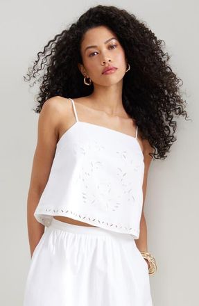 Open Edit Embroidered Poplin Cami in White at Nordstrom, Size Medium